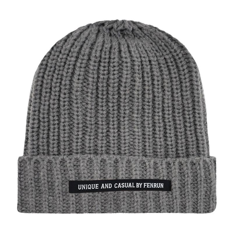 Casual Unique And By Fenrun Letter Print Knitted Hat Thick Striped Cap Warm