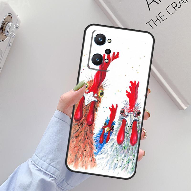 Chicken Hen Rooster For Realme C61 C75 C55 C51 C21Y C25S C67 C53 13 12 10 11 14 Pro Plus GT 6T 6 5 GT7 Pro Case