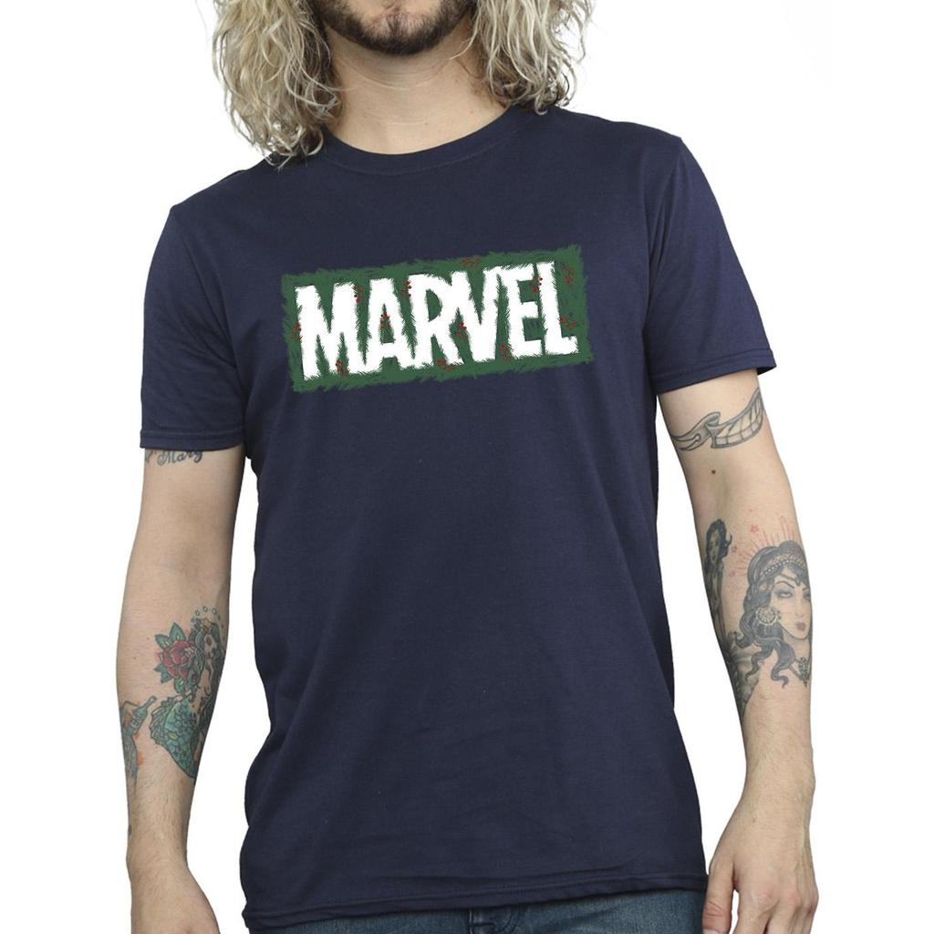 Marvel Mens Holly Logo T-Shirt