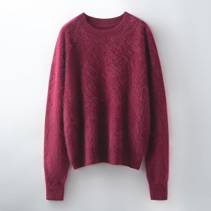 Cozy Autumn/Winter Women's Wool-Blend Brushed Round Neck Long Sleeve Sweater