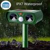 Solar Powered Animal Repellent with Motion Sensor, Ultrasonic Animal Repellent Outdoor Device for Humane Way of Repelling Cats Deer Squirrel Rabbit, W