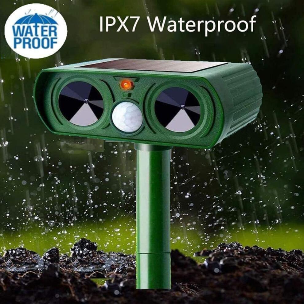 Solar Powered Animal Repellent with Motion Sensor, Ultrasonic Animal Repellent Outdoor Device for Humane Way of Repelling Cats Deer Squirrel Rabbit, W