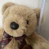 [USED] Extra-large, luxurious teddy bear, approximately 42cm, large, beige with checkered ribbon