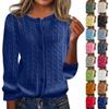 Women's Fashion Single Breasted Cardigan Solid Color Button Knit Casual Top