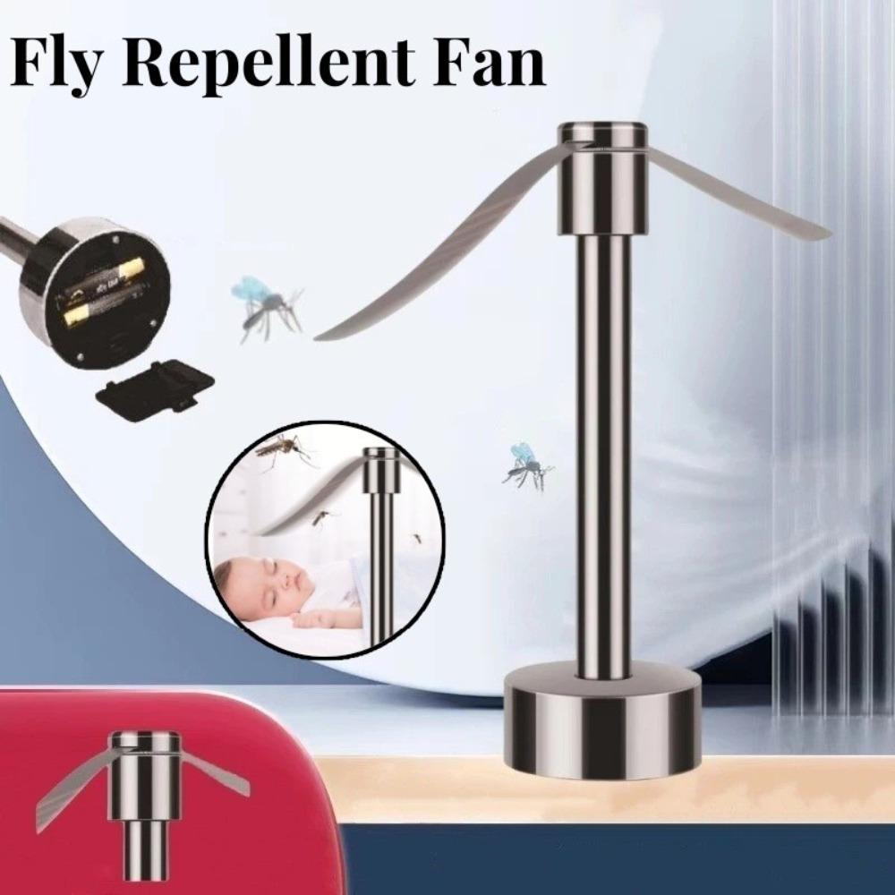 Бесшумная автоматическая ловушка для мух, питание от батареек, настольный вентилятор для борьбы с вредителями, портативный вентилятор-репеллент от мух, для дома и улицы
