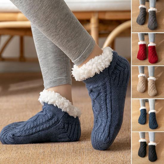 Couple Socks Fashion Pattern Keep Warm Washable Non Slip Knitting Floor Socks for Home