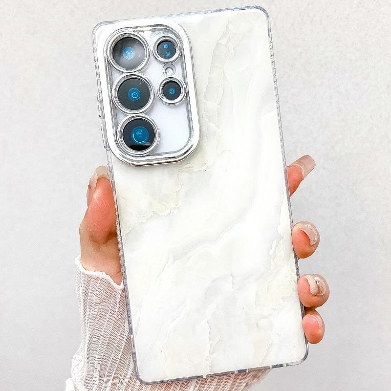 Подходит для нового чехла для мобильного телефона Samsung S25 Ultra S24plus с двухсторонним покрытием Imd, гальванизированного мрамора, чехол A55