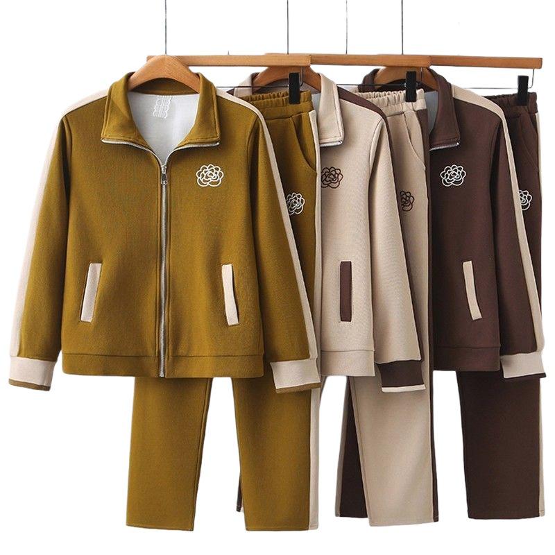 Элегантная осенняя спортивная одежда: Стильный костюм для мам среднего возраста, 50-60 лет, Премиум полный комплект