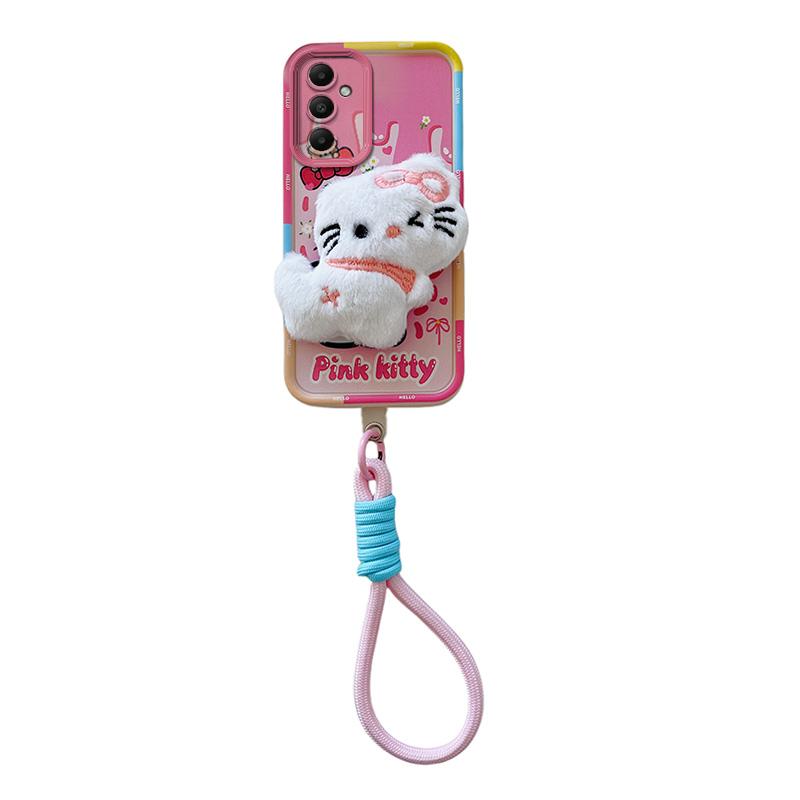KEYSION Милый 3D мультяшный плюшевый чехол для Samsung A54 5G A34 A24 A14 со шнурком, силиконовый противоударный чехол для телефона Galaxy A04S