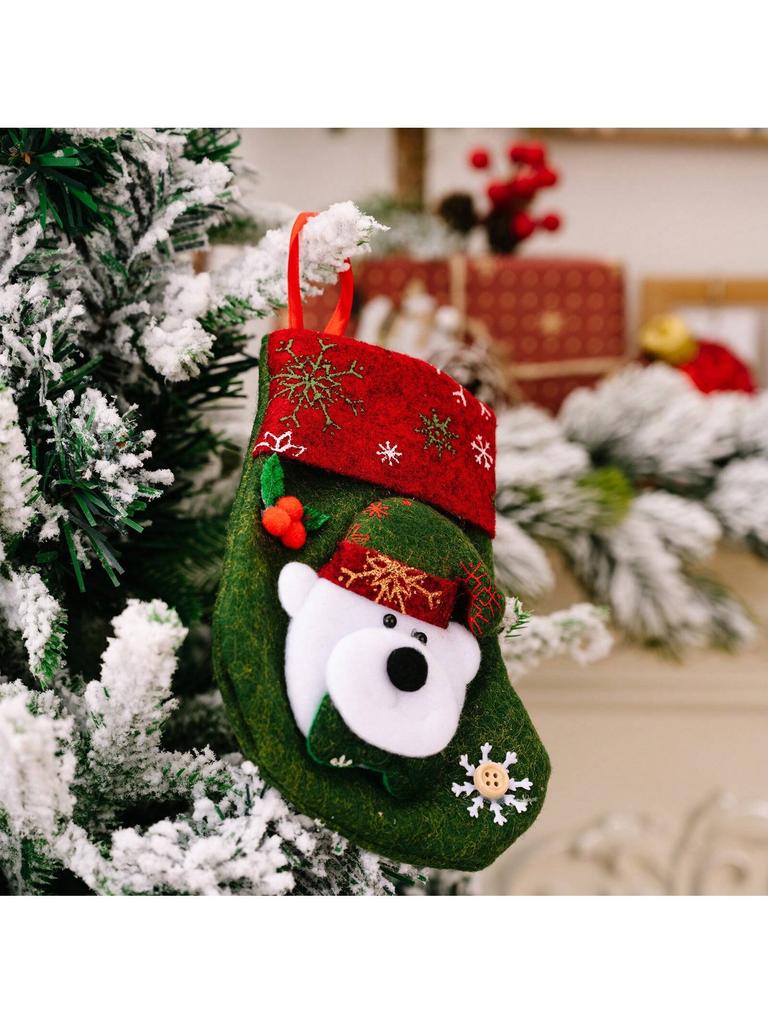 Christmas Tree Hanging Mini Stockings Decoration Small Candy Gift Bag Santa Claus Snowman Reindeer Bear Decorative Socks