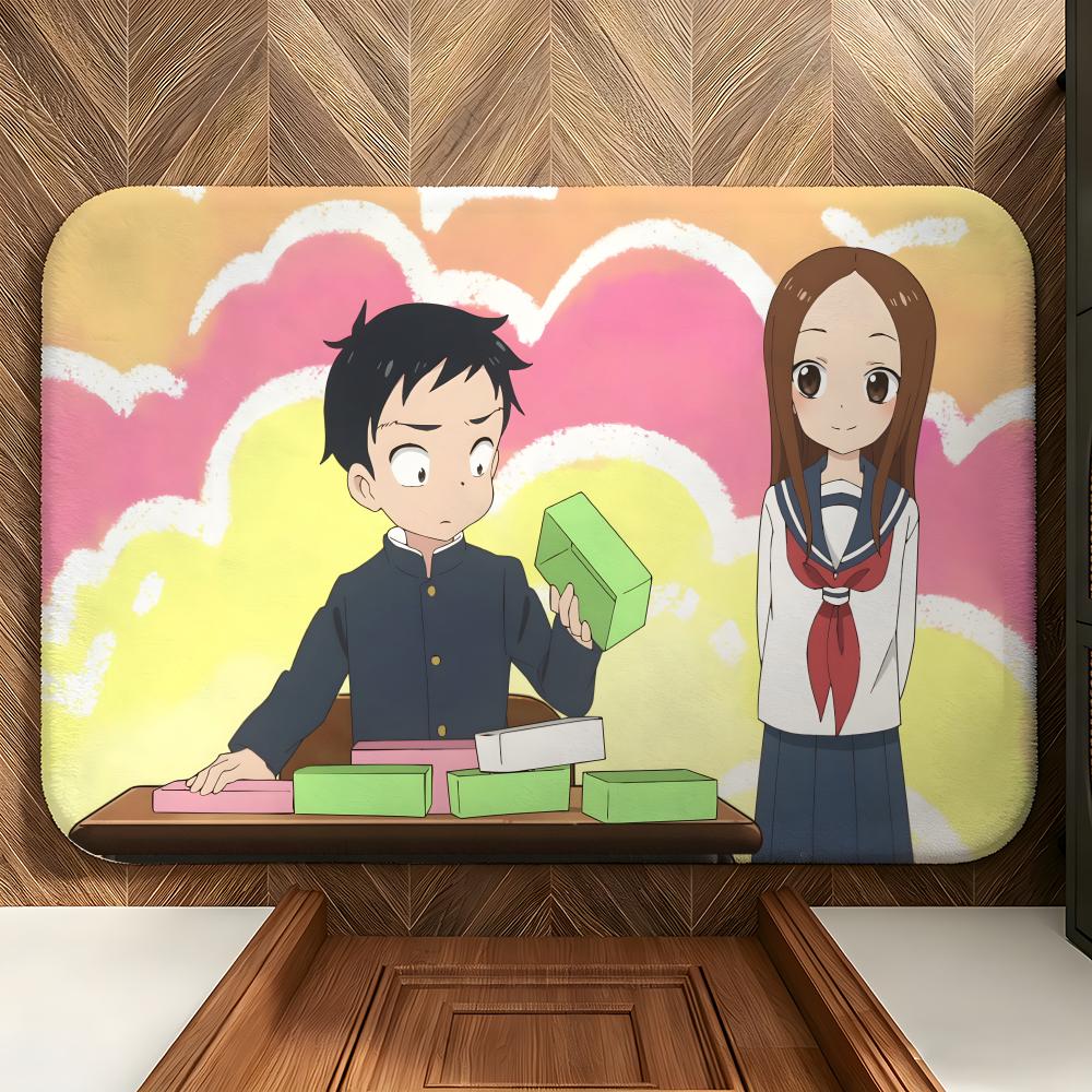 Anime t-Takagi-san Floor Mat Soft Flannel Floor Mat Suitable for Entryways, Living Rooms, Bedrooms, and Bathrooms