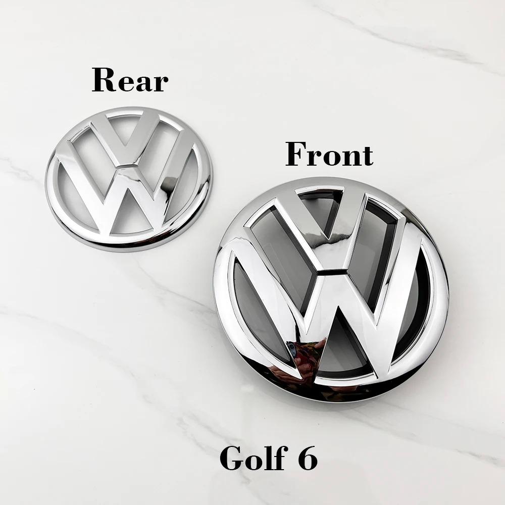 2pcs ABS 135mm Car Front Grille Badge and 110mm Rear Trunk Emblem Lid Logo Accessories For VW Golf 6 MK6 5K0853601C 5K0853630 Ev6
