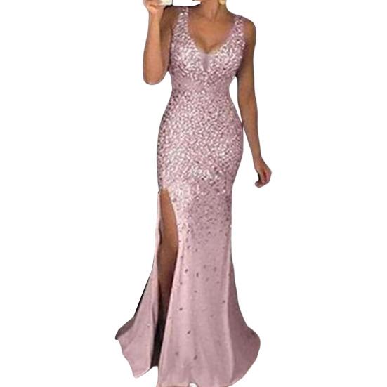 Стильное платье с блестками без рукавов, однотонное, приталенное