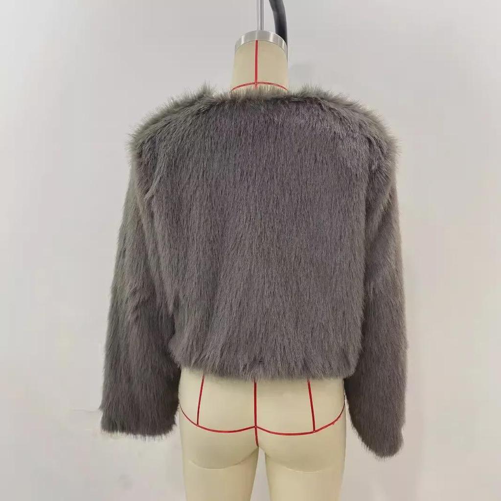 Женская короткая шуба из искусственного меха - европейский и американский стиль, универсальный характер (6318261)