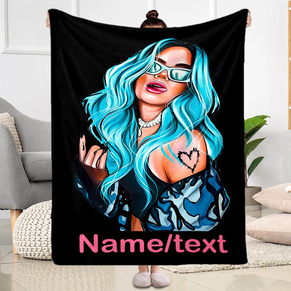 Blue Waves Ink Heart Blanket Comfortable Great for Bed Sofa Livingroom All-Season Use Modern Unique Gift for Family and Friends Camping