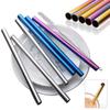 12x215mm Reusable 304 Stainless Steel Drinking Straws Set Eco-Friendly Metal Straw for Smoothie Boba Bubble Tea Milkshakes