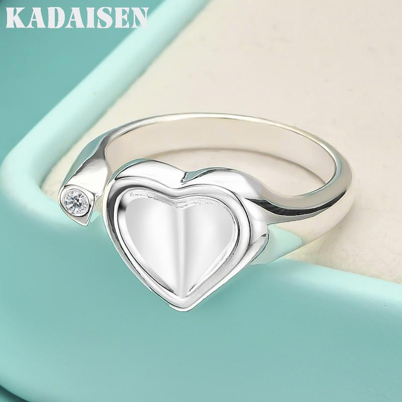 925 Sterling Silver Smooth Concave Heart Ring for Women Fashion Wedding Party Charm Jewelry