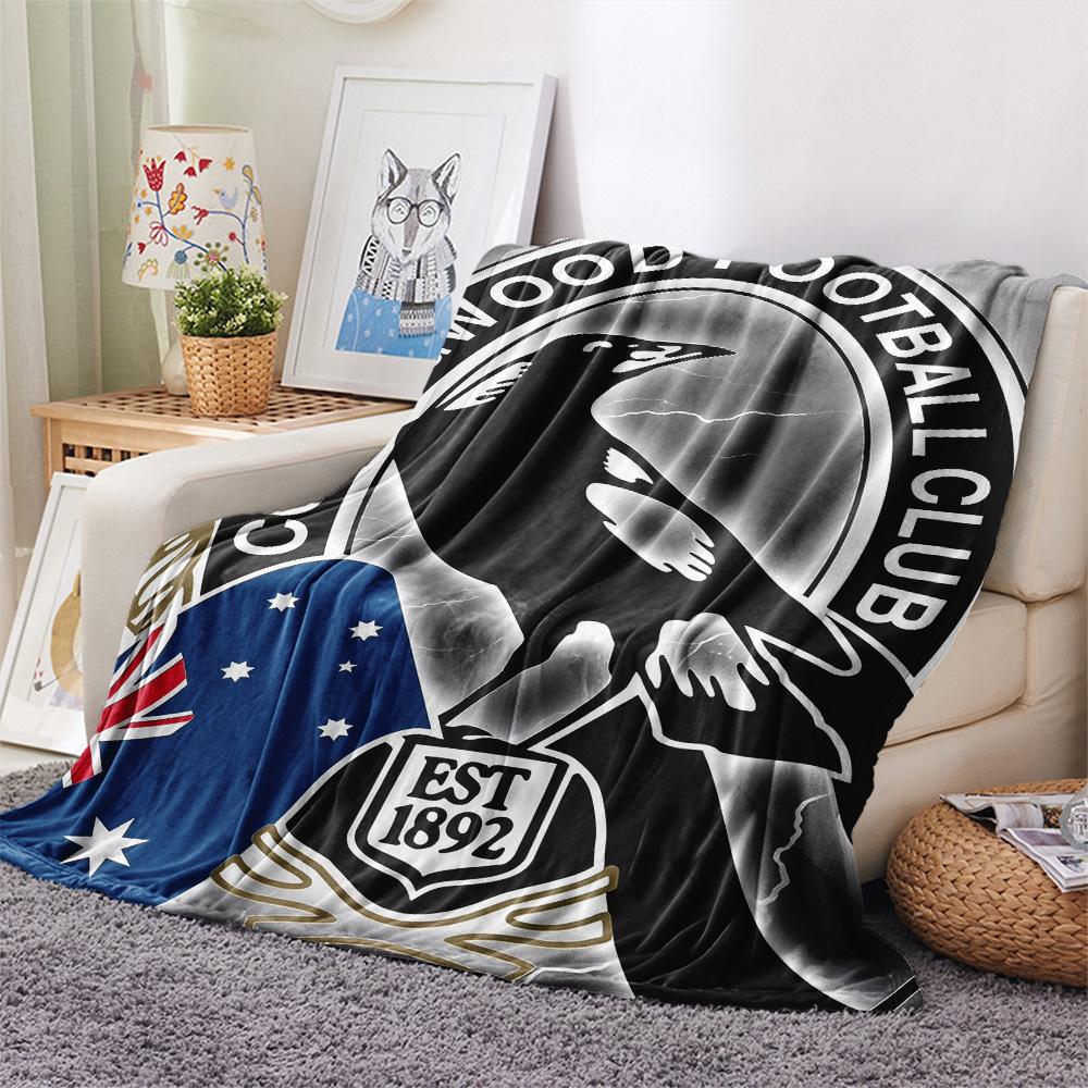 Collingwood Magpies Print Flannel Blanket, High quality Comfortable for All Seasons, Home Decor, Warmth and Comfort
