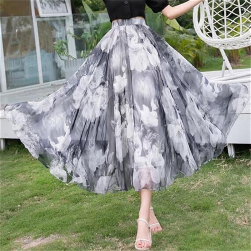 Tooxika Chiffon Skirt, Floral Holiday Style Beach Skirt