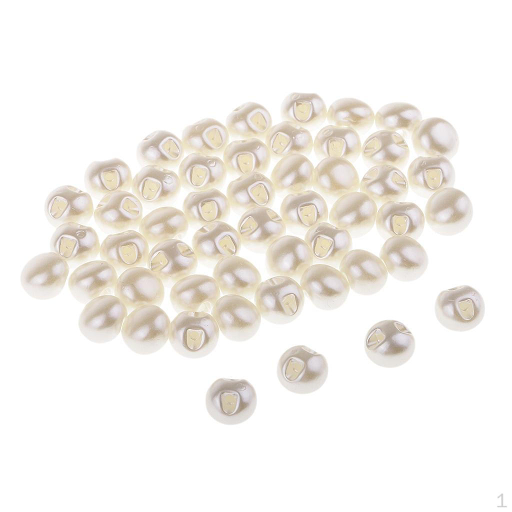 50 шт. жемчужные пуговицы, белые швейные пуговицы для одежды, скрапбукинг своими руками, 10 мм