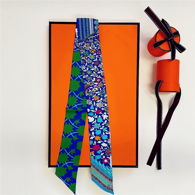 Long Mulberry Silk Scarf Bag Tie Lady Neck Skinny Scarves Hairband Foulard Giraffe Print Brand Lady Neckerchief Ribbon
