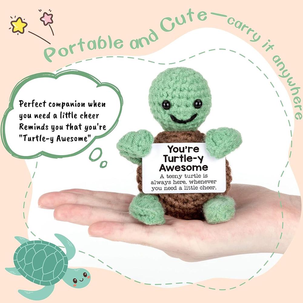 1pc Handmade Crochet Mini Funny Cute Turtle Doll for Women Men Birthday Presents