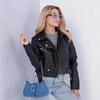 Женская мотоциклетная куртка из ПУ-кожи, прилегающего кроя, с косой молнией