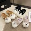 Fashion Women Winter New Cartoon Squirrel Cotton Slippers Flat Fluffy Slippers Fashion Home Indoor Fur Slippers Warm Soft Plush Shoes