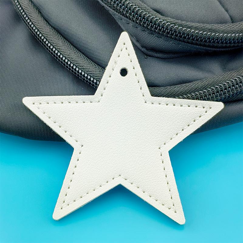 Spot Solid Color Leather Pentagram Keychain Pendant Simple Star Pu Leather Pendant Keychain High Sense