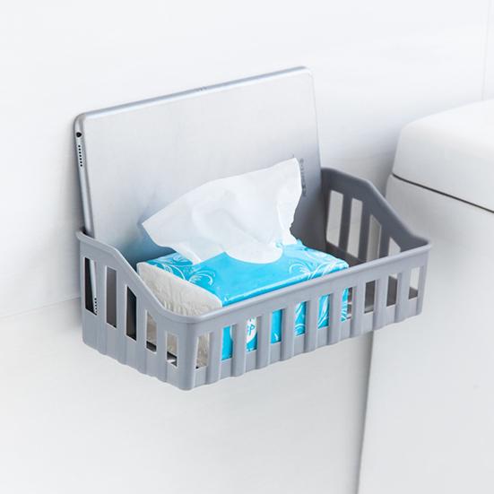 2Pcs Wall Mounted Bathroom Shelf Punch-Free Installation Plastic Soap Draining Holder for Toiletries Shampoo Shower Caddy Multifunctional Brush Sponge