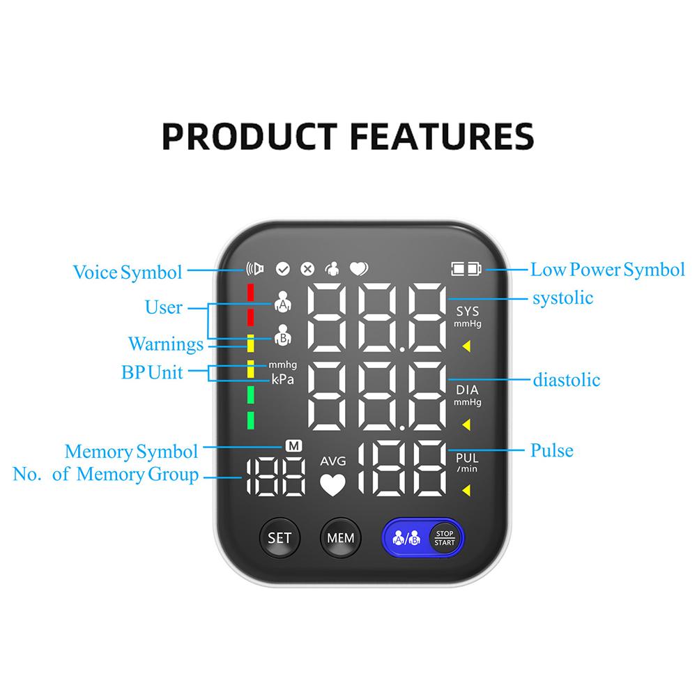 Мониторы артериального давления для домашнего использования — манжета на плечо, светодиодный экран с подсветкой, цифровой монитор АД