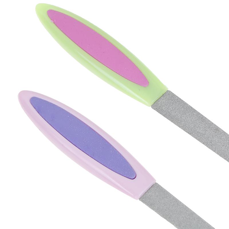 Двухсторонняя металлическая пилочка для ногтей, буферный шлифовальный стержень, скраб, инструменты для маникюра и педикюра