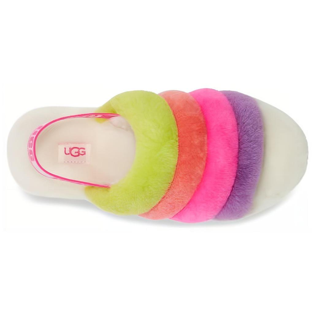 (WMNS) UGG Fluff Yeah Slide 'White Taffy Pink Multi' Women's 1097169-WHM