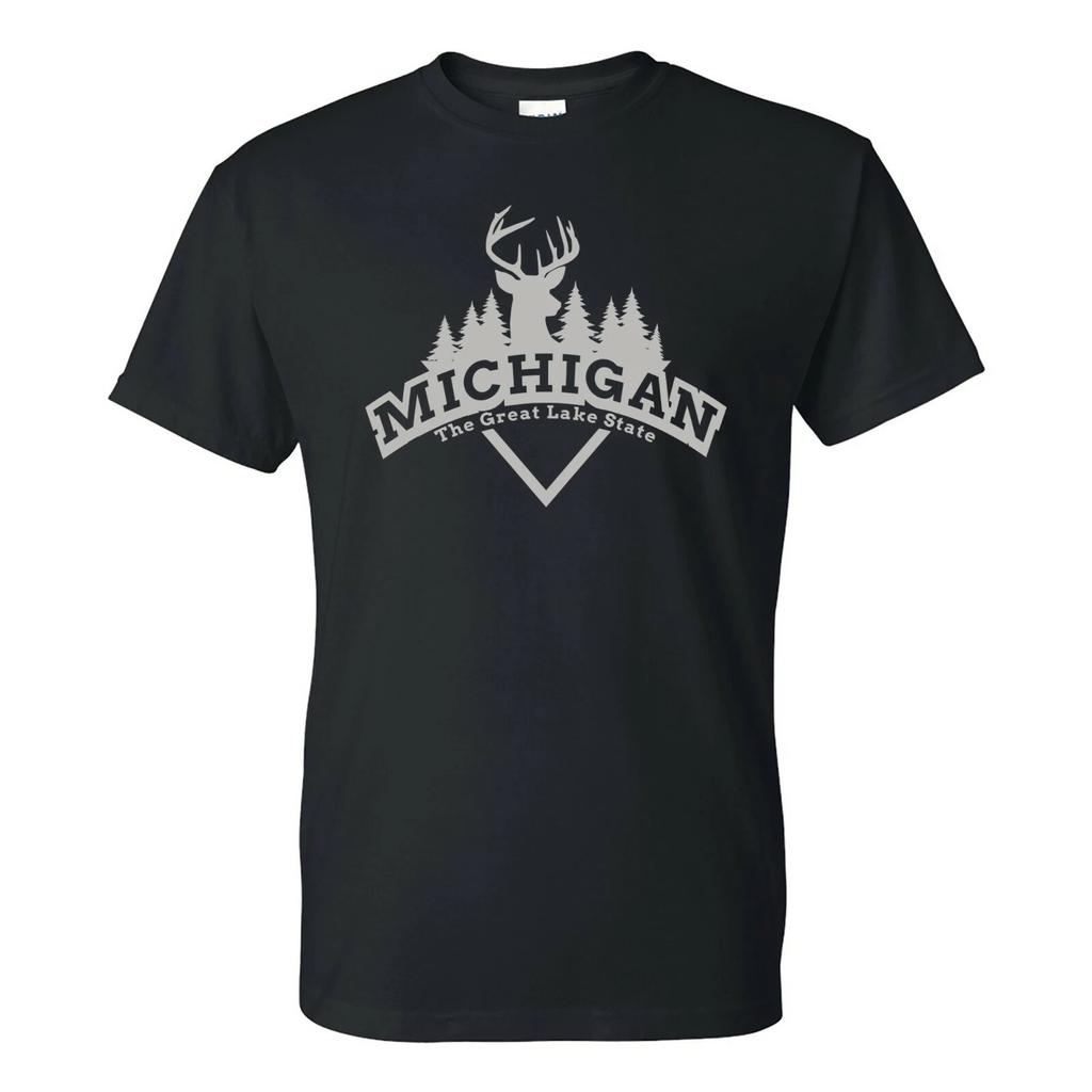 Michigan Deer Arch - Hometown State Pride T Shirt - Black
