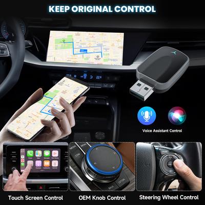 Проводной к беспроводному CarPlay Android Auto 2в1 Мини-адаптер 5 ГГц Wi-Fi Подходит для 99% оригинальных проводных CarPlay Auto Car Новый 2025