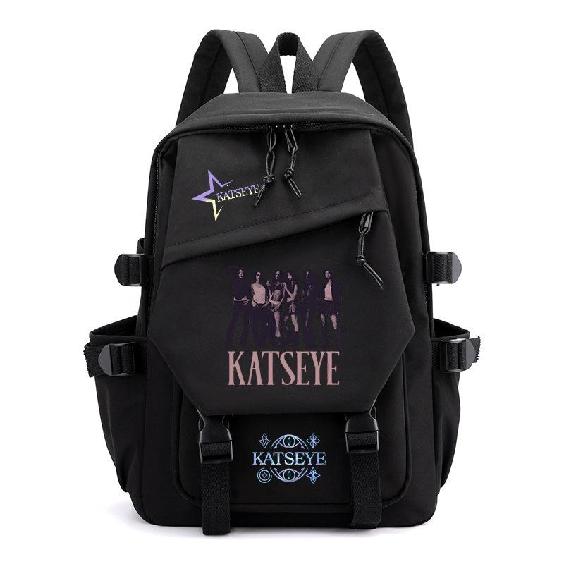 KATSEYE Print Canvas Backpack Korean Pop Student Bookbag Large Capacity Lightweight