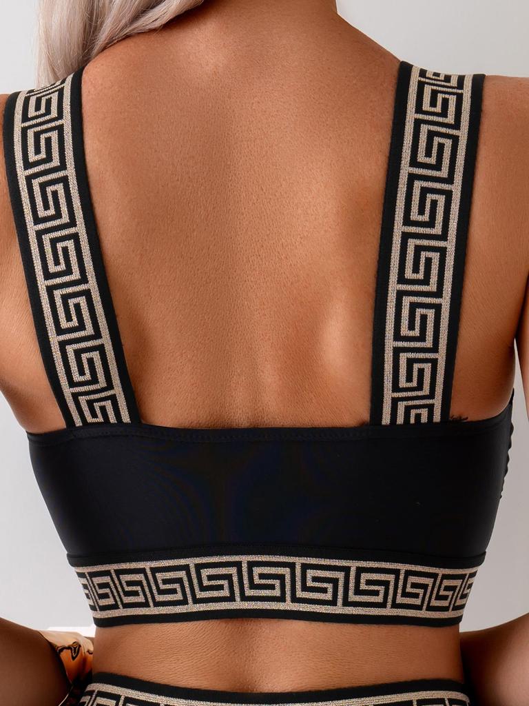 New Women's Two-Piece Solid Color Bikini with Webbing Strap Triangle Panties Swimsuit