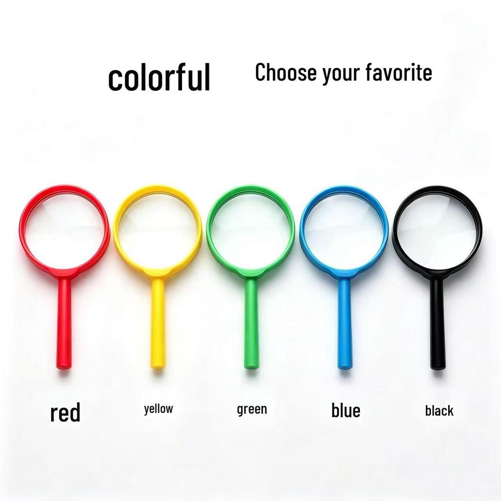 Foreign Trade 60mm Handheld Plastic Children's Color Educational Science Magnifying Glass Toy