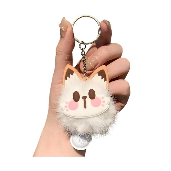 Брелок-подвеска с колокольчиком Лисий Меховой Лицевой Розовые Следы Лап Мягкий Плюшевый Брелок Сумки Рюкзаки Декоративные Аксессуары