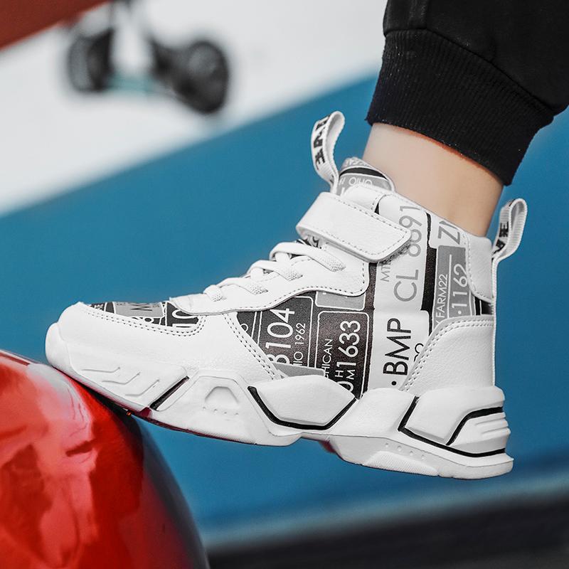 Fashion Leather Kids Walking Outdoor Boys Running Shoes Breathable Comfortable Mesh Breathable Running Shoes Lightweight Shoes