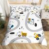 Пододеяльник с изображением гоночной машины, размер Queen, для мальчиков, комплект постельного белья с изображением строительной машины, серый, красные автомобили, дорожное движение, пододеяльник, 3 шт.