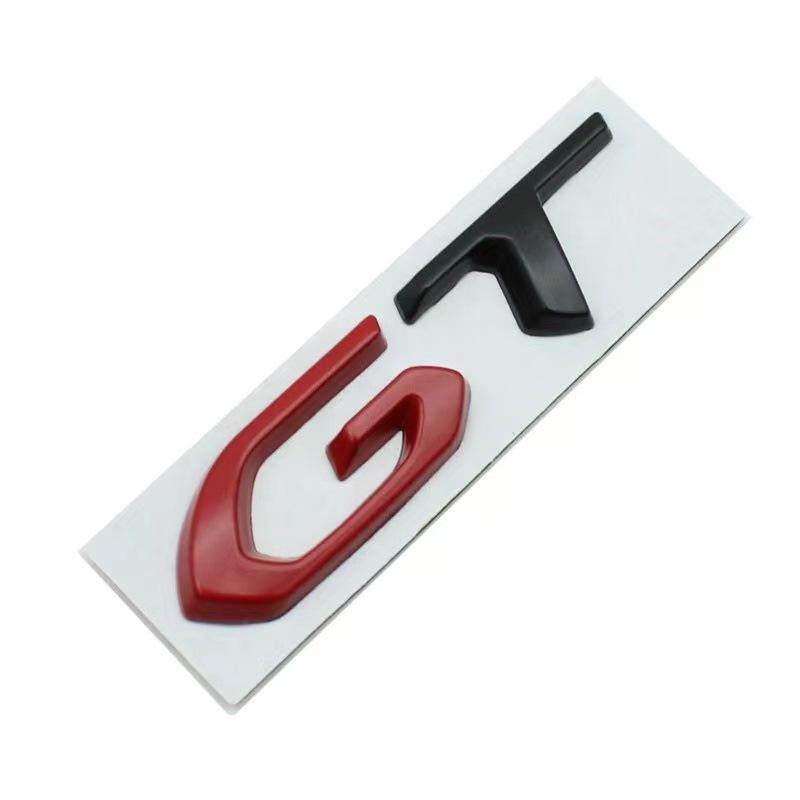3d Metal Chrome Black Logo GT Emblem Letters Car Rear Trunk Badge Self-adhesive Sticker Accessories