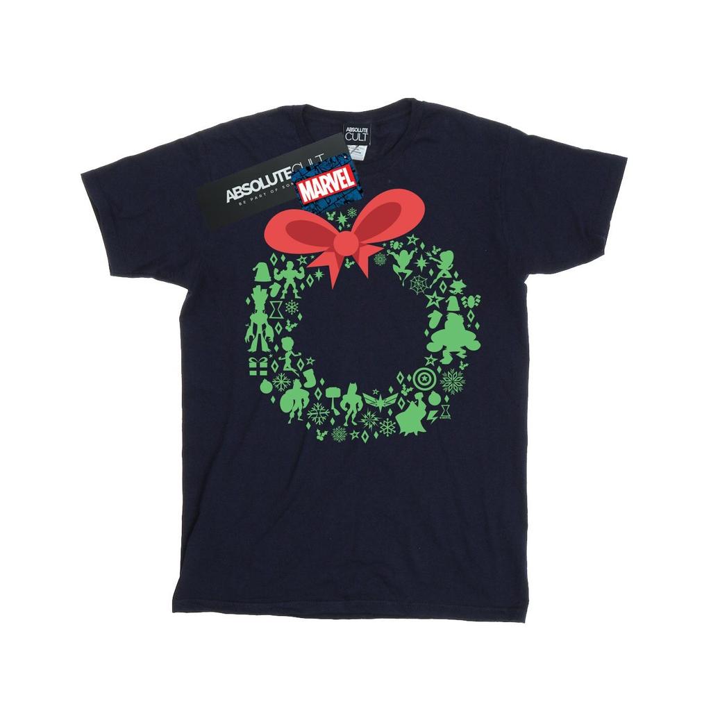 Marvel Mens Avengers Christmas Wreath T-Shirt