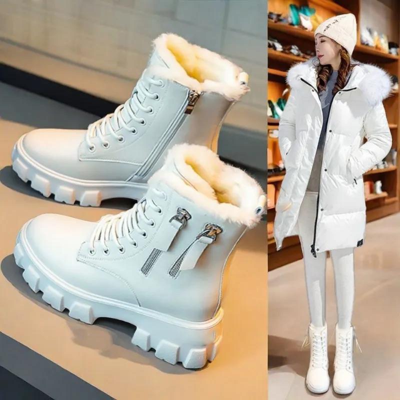 Boots Women's Shoes Wild Plus Velvet Autumn and Winter Snow Cotton Shoes Thick-soled Short Boots