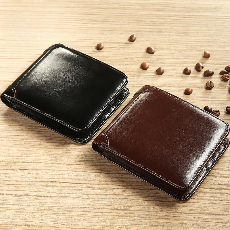 Мужской короткий кошелек Manbang из воловьей кожи с блокировкой RFID