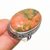 Unakite Gemstone Handmade 925 Silver Plated Jewelry Ring Size 9