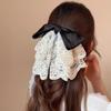 Retro Ponytail Hair Clip Embroidered Mesh Headwear Fashion Bow Hair Claws  Hair Accessories