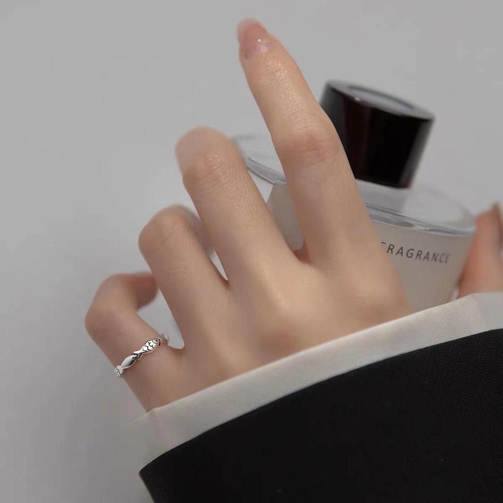 Кольцо в виде рыбы из тайского серебра S925, регулируемое, модное ювелирное украшение в японском стиле