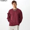 Men Bow Knot Long Sleeve Casual Solid Round Neck Pullovers Sweatshirts