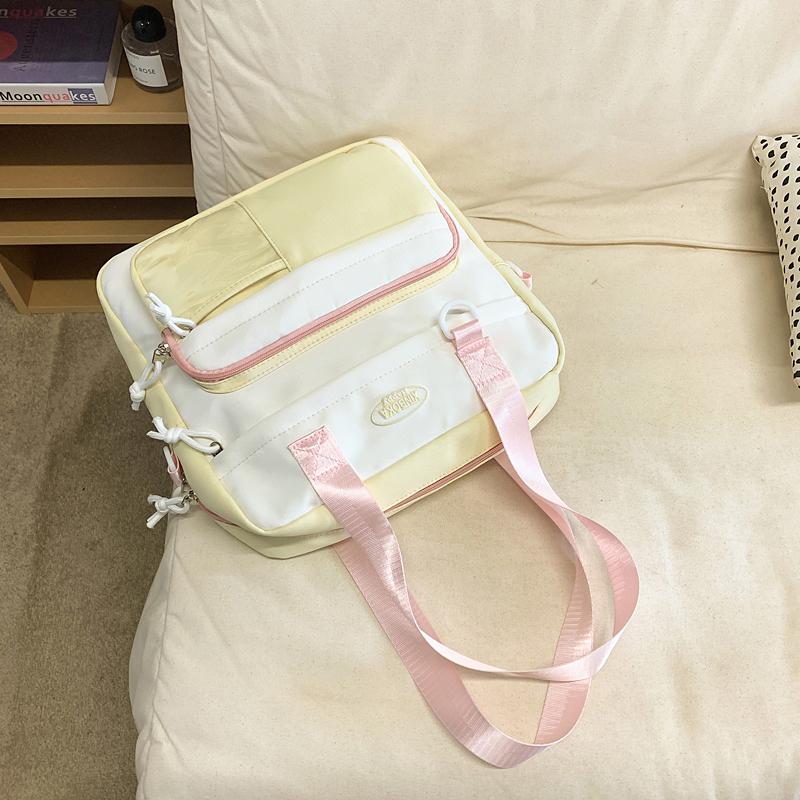Women's Shoulder Bag Color Block College Style Student Crossbody Bag Class Book Bag